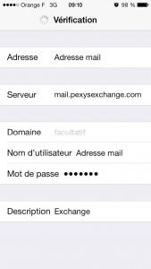 Exchange account configuration on iPhone 3