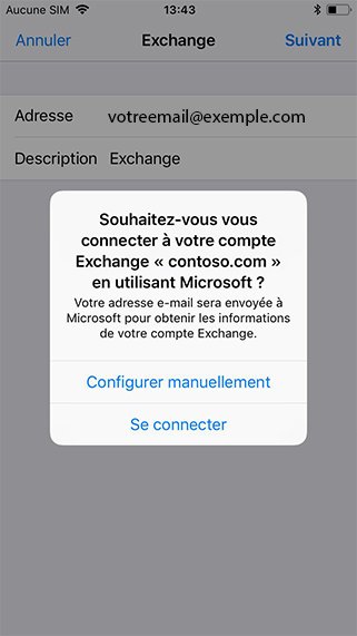 Configuration compte exchange sur iPhone 40