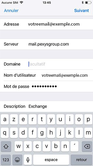 Configuration compte exchange sur iPhone 6