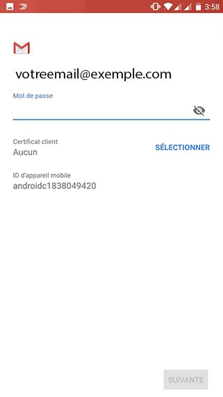 Configuration compte exchange sur Android 18