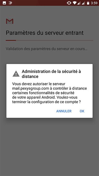 Configuration compte exchange sur Android 7