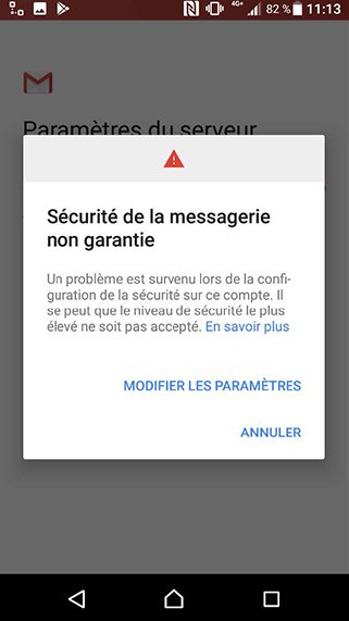 Configuration compte Exchange POP/SMTP sur Android 8