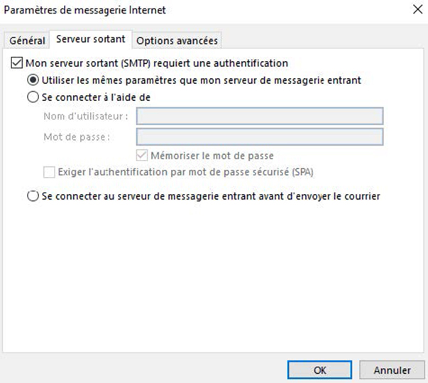 Configuration Outlook POP / SMTP 3