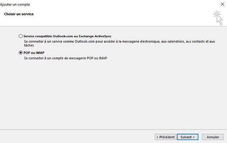 Configuration compte Exchange IMAP 1