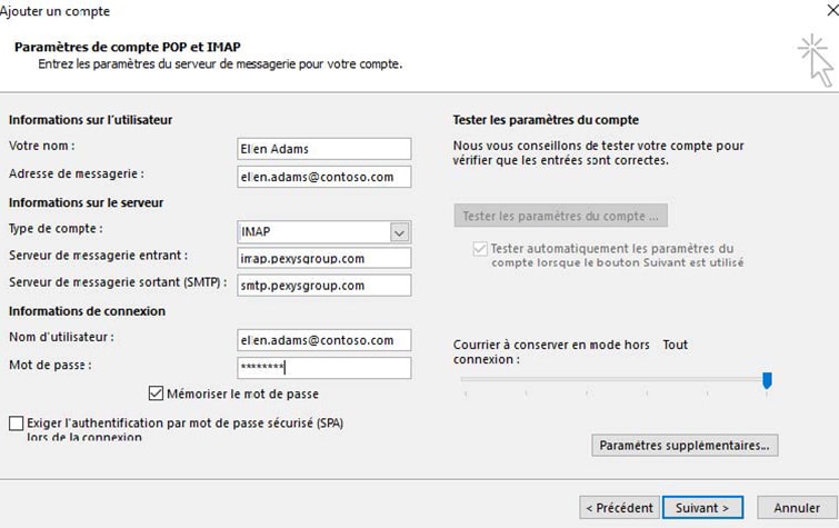 Configuration compte Exchange IMAP 2