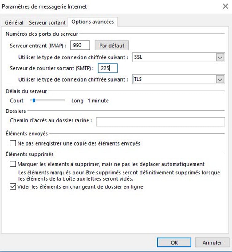 Configuration compte Exchange IMAP 16